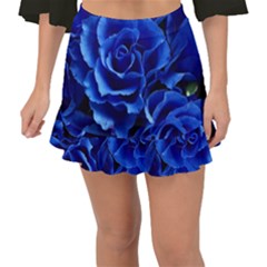 Blue Roses Flowers Plant Romance Fishtail Mini Chiffon Skirt by Wegoenart