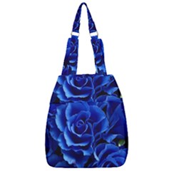 Blue Roses Flowers Plant Romance Center Zip Backpack by Wegoenart