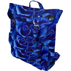 Blue Roses Flowers Plant Romance Buckle Up Backpack by Wegoenart