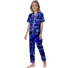 Blue Roses Flowers Plant Romance Kids  Satin Short Sleeve Pajamas Set by Wegoenart