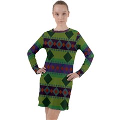 Background Pattern Texture Design Long Sleeve Hoodie Dress