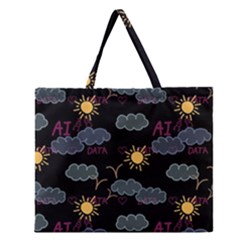 Illustration Cloud Computing Pattern Zipper Large Tote Bag