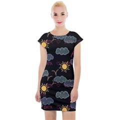 Illustration Cloud Computing Pattern Cap Sleeve Bodycon Dress by Wegoenart