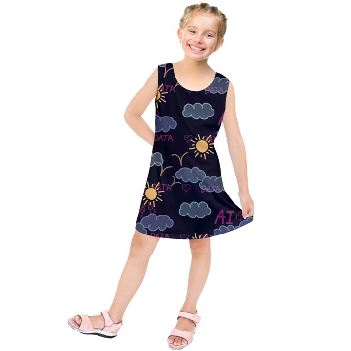 Illustration Cloud Computing Pattern Kids  Tunic Dress