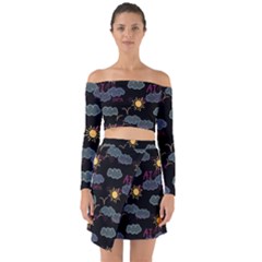 Illustration Cloud Computing Pattern Off Shoulder Top With Skirt Set by Wegoenart