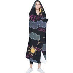 Illustration Cloud Computing Pattern Wearable Blanket by Wegoenart