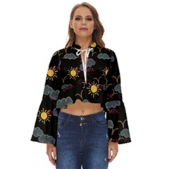 Illustration Cloud Computing Pattern Boho Long Bell Sleeve Top