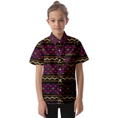 Background Flowers Abstract Pattern Kids  Short Sleeve Shirt by Wegoenart