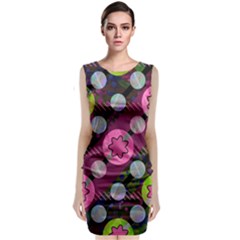 Background Circles Abstract Pattern Sleeveless Velvet Midi Dress