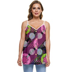 Background Circles Abstract Pattern Casual Spaghetti Strap Chiffon Top by Wegoenart