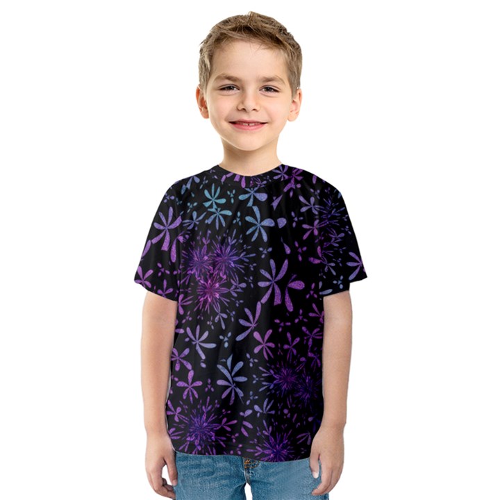 Retro Flower Pattern Design Batik Indonesia Kids  Sport Mesh Tee