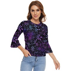 Retro Flower Pattern Design Batik Indonesia Bell Sleeve Top