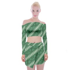 Vector Batik Pattern Java Indonesia Art Off Shoulder Top With Mini Skirt Set by Wegoenart