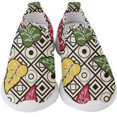 Vectoe Leaves Foliage Batik Seamless Pattern Kids  Slip On Sneakers by Wegoenart