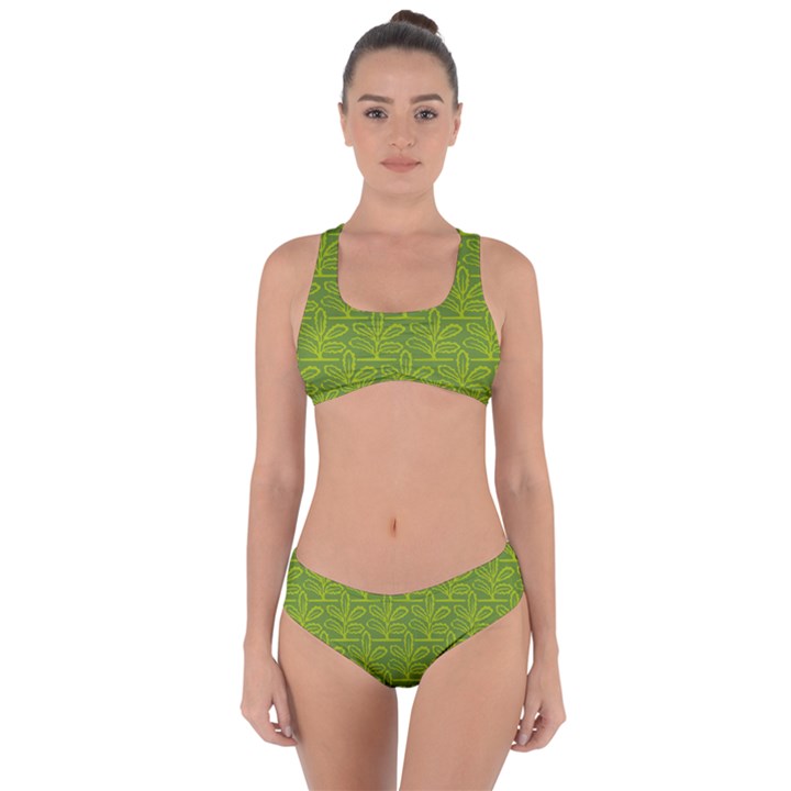 Oak Tree Nature Ongoing Pattern Criss Cross Bikini Set