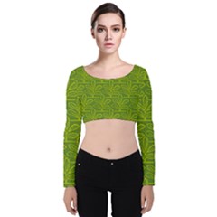 Oak Tree Nature Ongoing Pattern Velvet Long Sleeve Crop Top