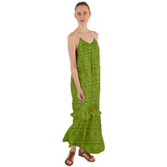 Oak Tree Nature Ongoing Pattern Cami Maxi Ruffle Chiffon Dress