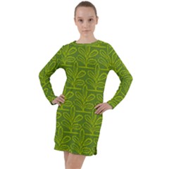 Oak Tree Nature Ongoing Pattern Long Sleeve Hoodie Dress