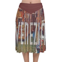 Venezia Boat Tour  Velvet Flared Midi Skirt by ConteMonfrey