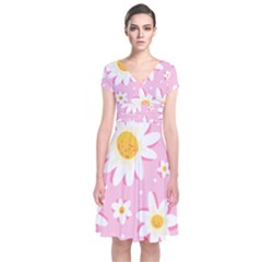 Sunflower Love Short Sleeve Front Wrap Dress by designsbymallika