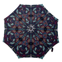 Blue Onn Burgundy Hook Handle Umbrellas (small) by kaleidomarblingart