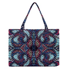 Blue Onn Burgundy Zipper Medium Tote Bag by kaleidomarblingart