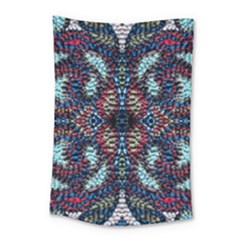 Blue Onn Burgundy Small Tapestry by kaleidomarblingart