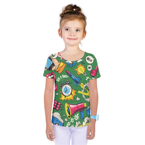 Cartoon Pattern Kids  One Piece Tee by designsbymallika