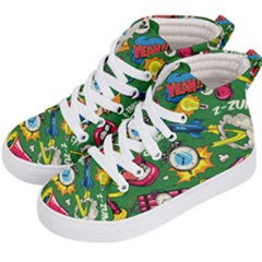 Cartoon Pattern Kids  Hi-top Skate Sneakers by designsbymallika