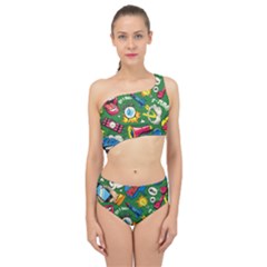 Cartoon Pattern Spliced Up Two Piece Swimsuit by designsbymallika