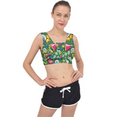 Cartoon Pattern V-back Sports Bra by designsbymallika