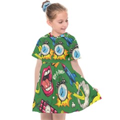 Cartoon Pattern Kids  Sailor Dress by designsbymallika