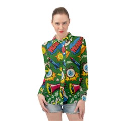 Cartoon Pattern Long Sleeve Chiffon Shirt