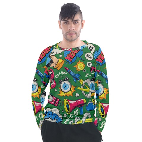 Cartoon Pattern Men s Long Sleeve Raglan Tee by designsbymallika