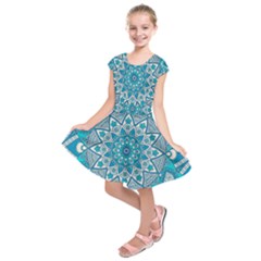 Mandala Blue Kids  Short Sleeve Dress by zappwaits