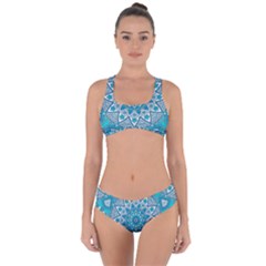 Mandala Blue Criss Cross Bikini Set by zappwaits