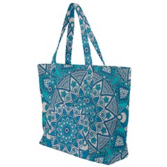 Mandala Blue Zip Up Canvas Bag by zappwaits