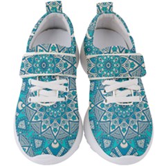 Mandala Blue Kids  Velcro Strap Shoes by zappwaits