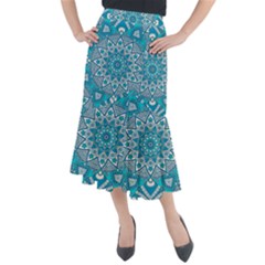 Mandala Blue Midi Mermaid Skirt by zappwaits