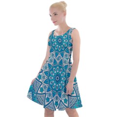 Mandala Blue Knee Length Skater Dress by zappwaits