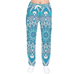 Mandala Blue Women Velvet Drawstring Pants by zappwaits