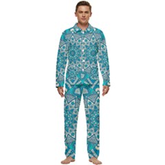 Mandala Blue Men s Long Sleeve Velvet Pocket Pajamas Set by zappwaits