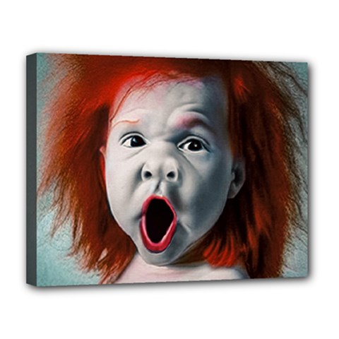 Son Of Clown Boy Illustration Portrait Canvas 14  X 11  (stretched) by dflcprintsclothing