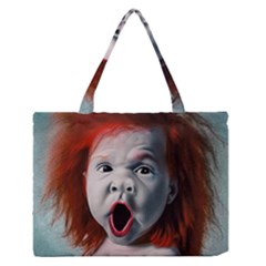 Son Of Clown Boy Illustration Portrait Zipper Medium Tote Bag by dflcprintsclothing