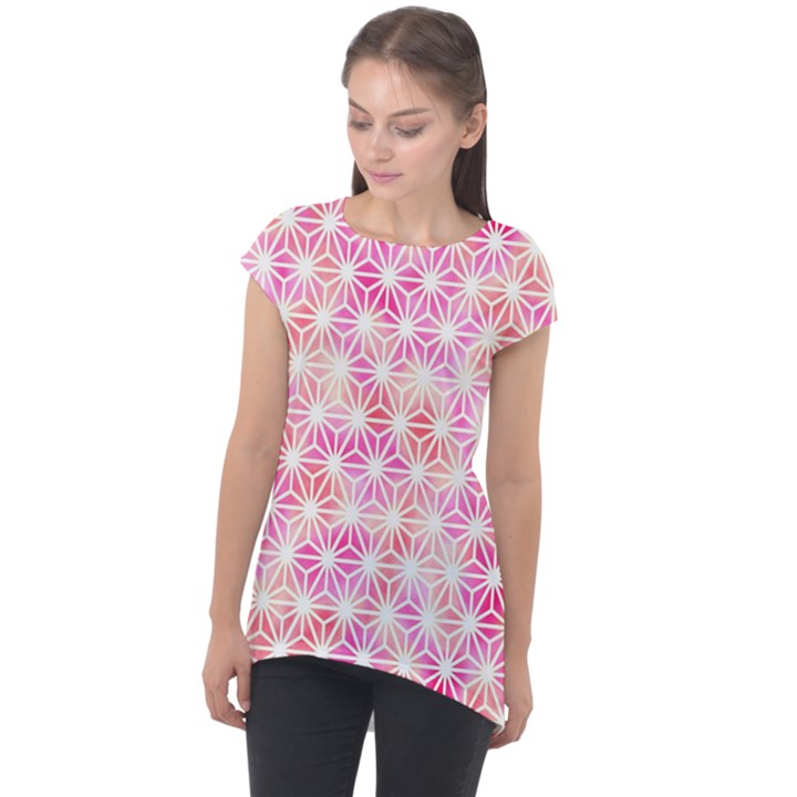 Traditional-patterns Cap Sleeve High Low Top