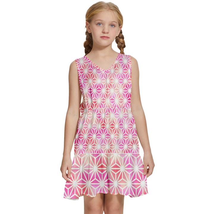 Traditional-patterns Kids  Sleeveless Tiered Mini Dress