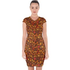 Pattern-orange,seamles,chrismast Capsleeve Drawstring Dress  by nateshop