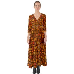 Pattern-orange,seamles,chrismast Button Up Boho Maxi Dress by nateshop