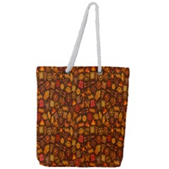 Pattern-orange,seamles,chrismast Full Print Rope Handle Tote (large) by nateshop