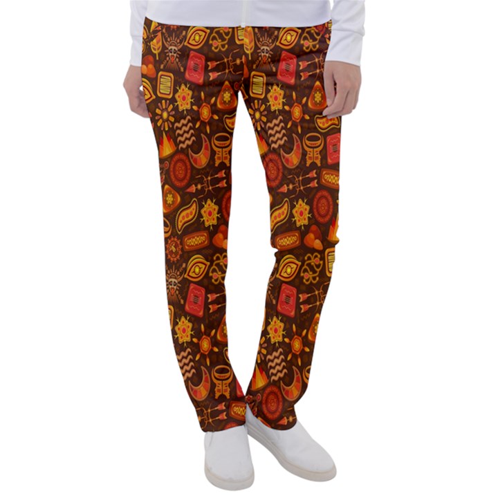 Pattern-orange,seamles,chrismast Women s Casual Pants